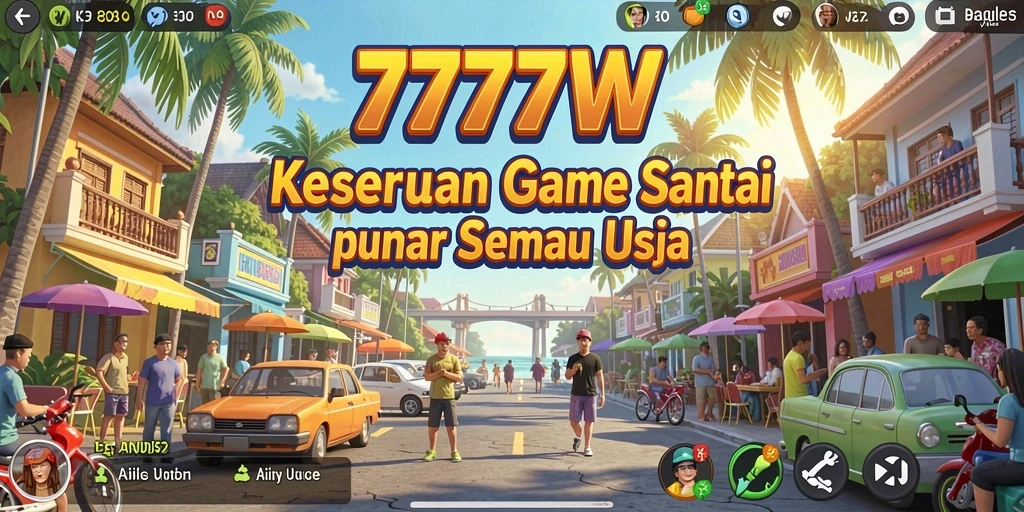 Screenshot gameplay dari 7777W yang penuh warna dan menarik.
