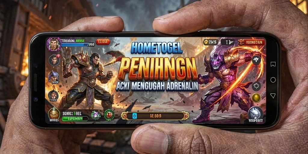 Gameplay seru HOMETOGEL dengan karakter bertarung penuh aksi.