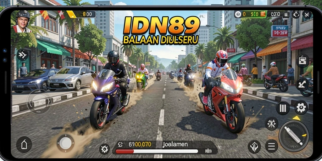 Tampilan aksi balapan motor yang mendebarkan dari IDN89.