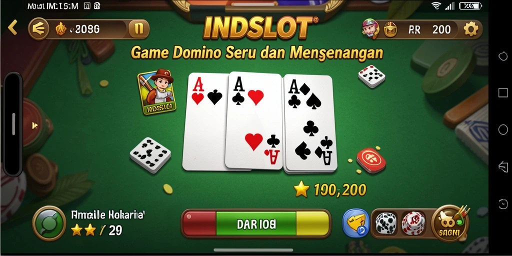 Tampilan menarik dari permainan Domino INDSLOT dengan gameplay yang seru.