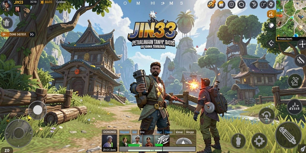 Screenshot gameplay JIN33 menampilkan dunia terbuka yang indah.