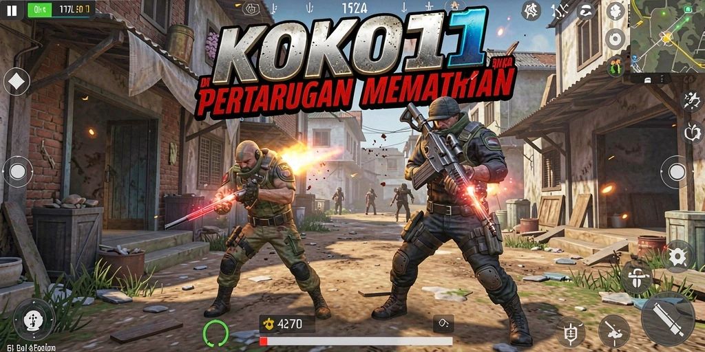 Screenshot utama KOKO11 menunjukkan aksi pertarungan seru dalam game Battle Royale.