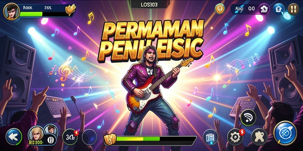 Tampilan gameplay LOS303 dengan lagu dan tantangan musik.