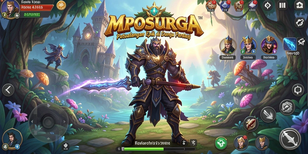 Screenshot menampilkan pertarungan epik dan eksplorasi dalam MPOSURGA.