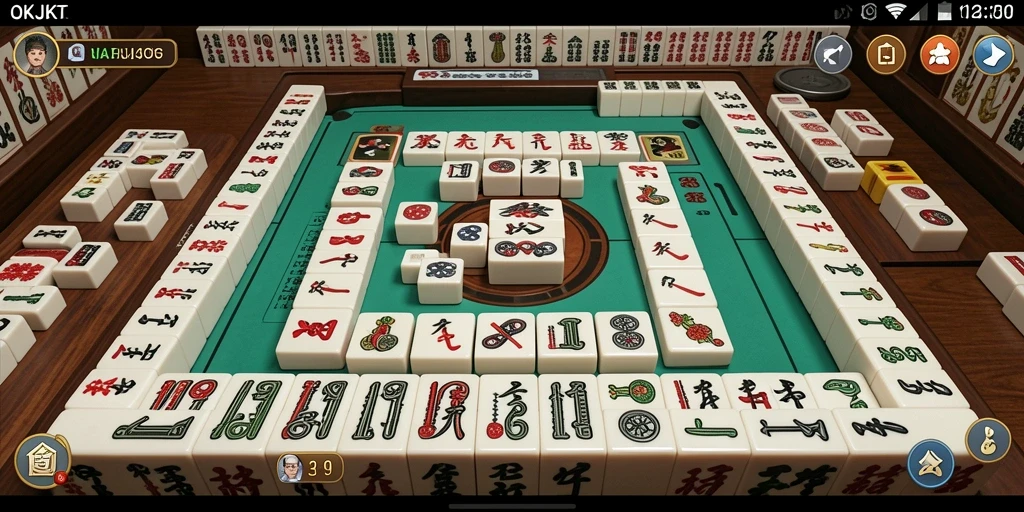 Tampilan utama gameplay Mahjong dalam OKJKT yang seru.