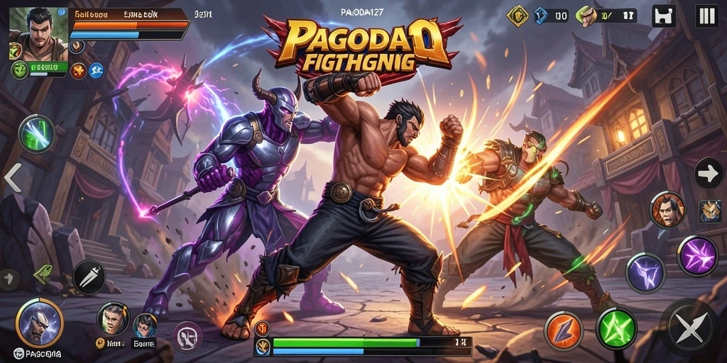 Tangkapan layar <strong>PAGODA127</strong> menunjukkan aksi pertarungan yang mendebarkan dan karakter unik.