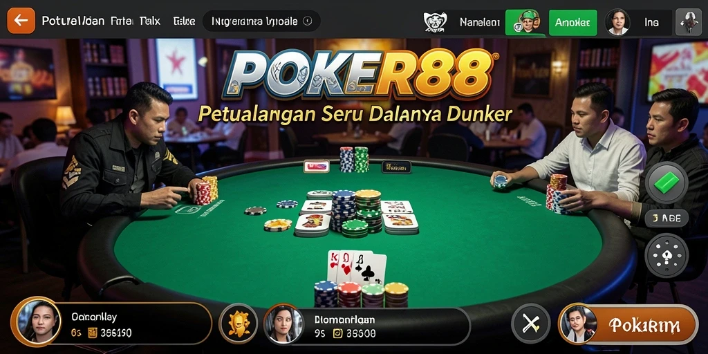 Screenshot POKER88 menampilkan aksi seru dalam permainan poker adventure.