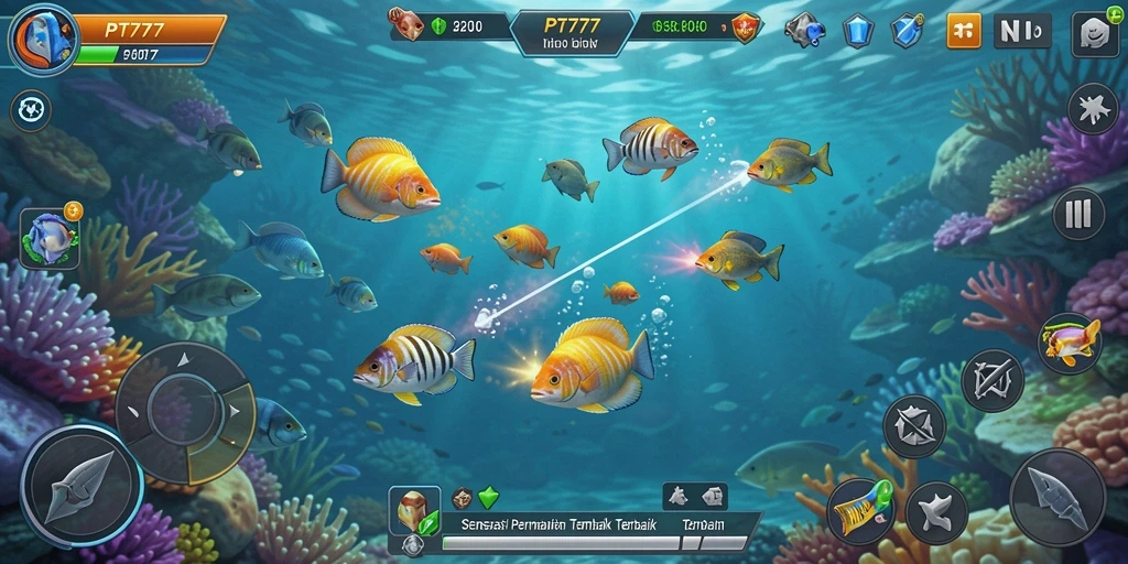 Gameplay seru PT777 saat menembak ikan yang beragam.