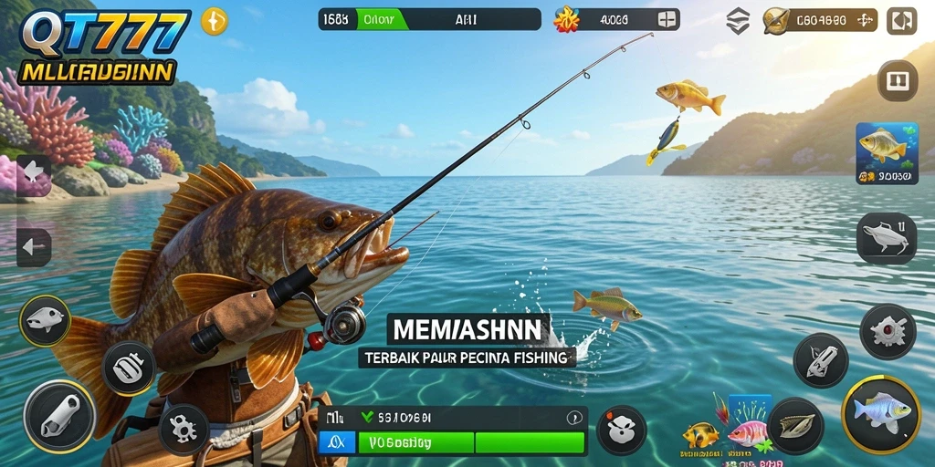 Screenshot utama QT777 menampilkan aksi memancing yang mendebarkan.