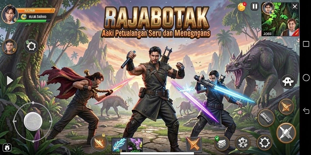 Tangkapan layar utama RAJABOTAK menampilkan aksi mendebarkan dan gameplay yang intens.