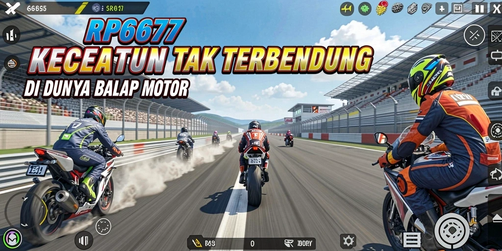 Gameplay seru dalam balapan motor yang mendebarkan.