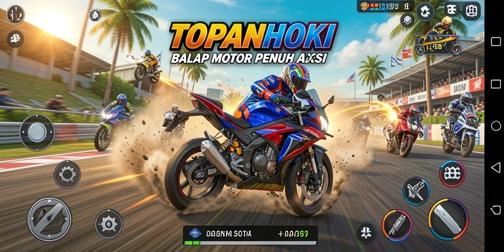 Gameplay balap motor yang mendebarkan di TOPANHOKI.