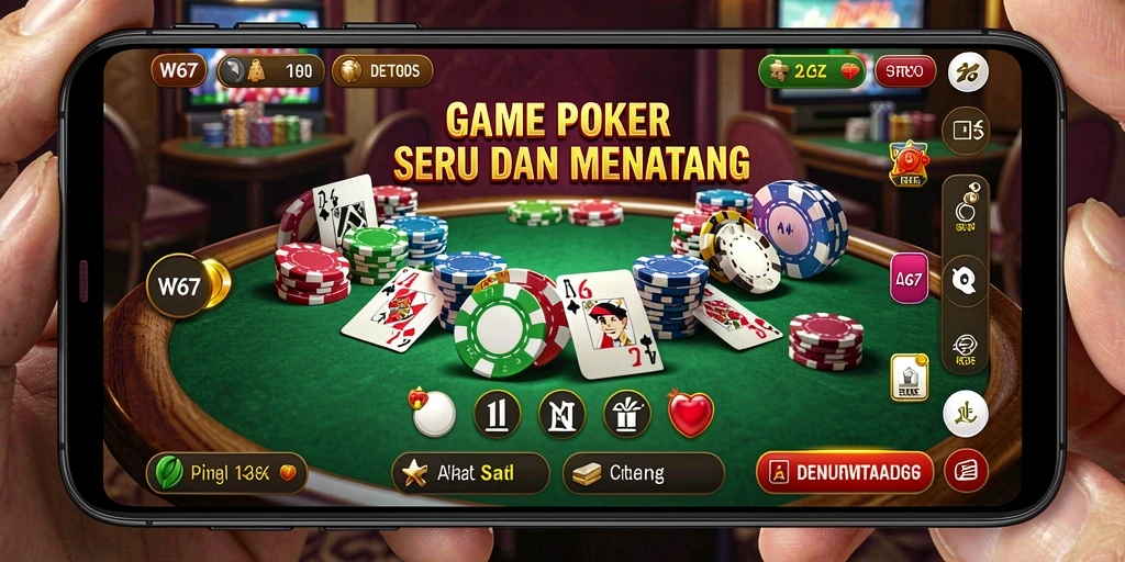 Gameplay seru W67 dengan pemain poker yang kompetitif.